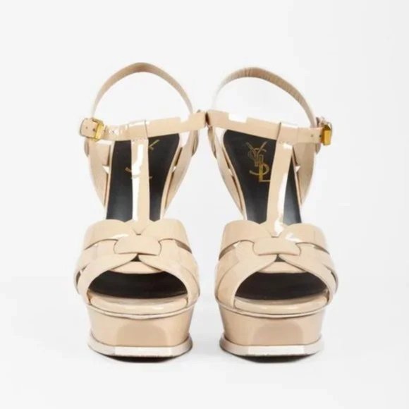 Saint Laurent Nude Patent Leather Tribute 105 Platform Sandal - Picture 2 of 12